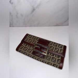 Authentic Vintage Fendi Long Wallet Clutch w/ insert & chain option